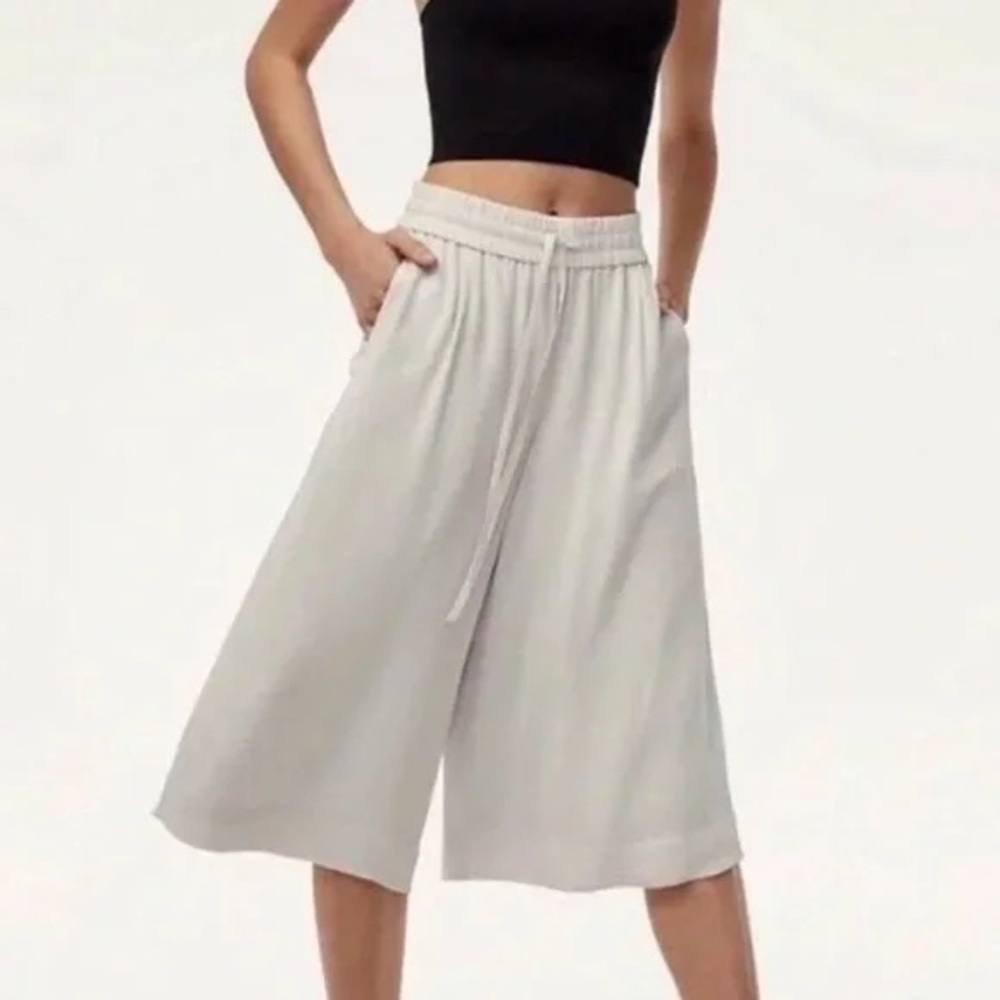 NEW Aritzia Babaton Luiz Wide Leg Cropped Capri Pants Heather